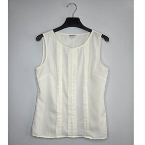 Banana Republic Factory Ivory Sleeveless Blouse M – Pleated Front, Classic Layer